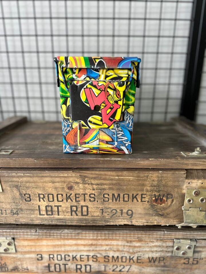 Sulu Kaplama Desenli Özel Yapım Metal Mühimmat Sandığı (MKE)