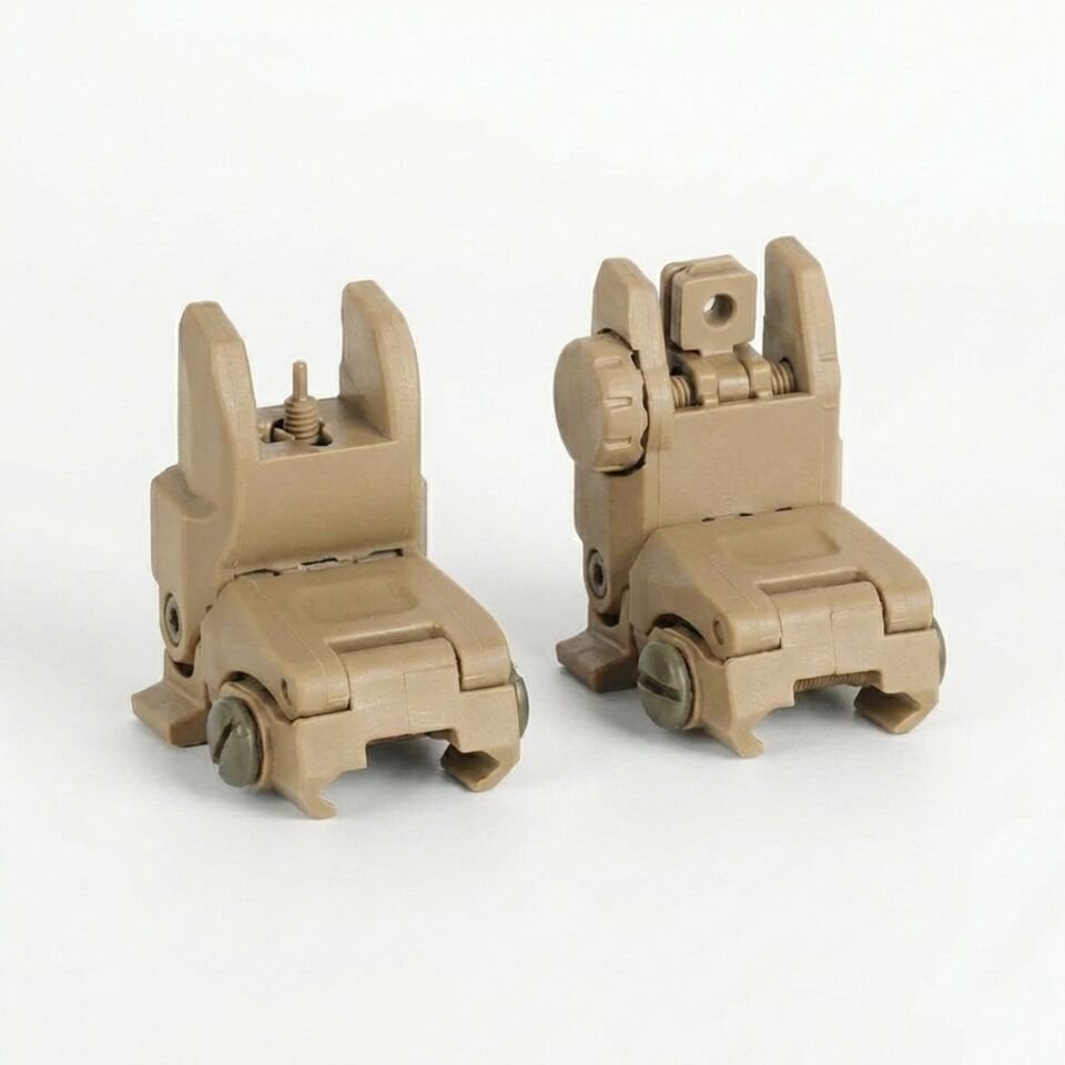 BEY504 Picatinny Uyumlu Katlanır Gez ve Arpacık Seti (Tan - Çöl Rengi)