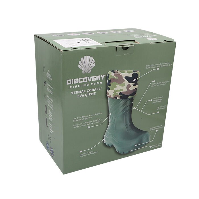 DFT Yeşil EVA Termal Çoraplı Konçlu Çizme No: 45