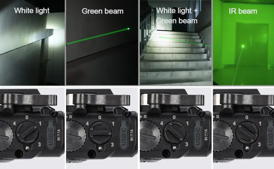 RovyVon GL5 1000 Lümen USB-C Şarjlı Taktik Fener ve Lazer