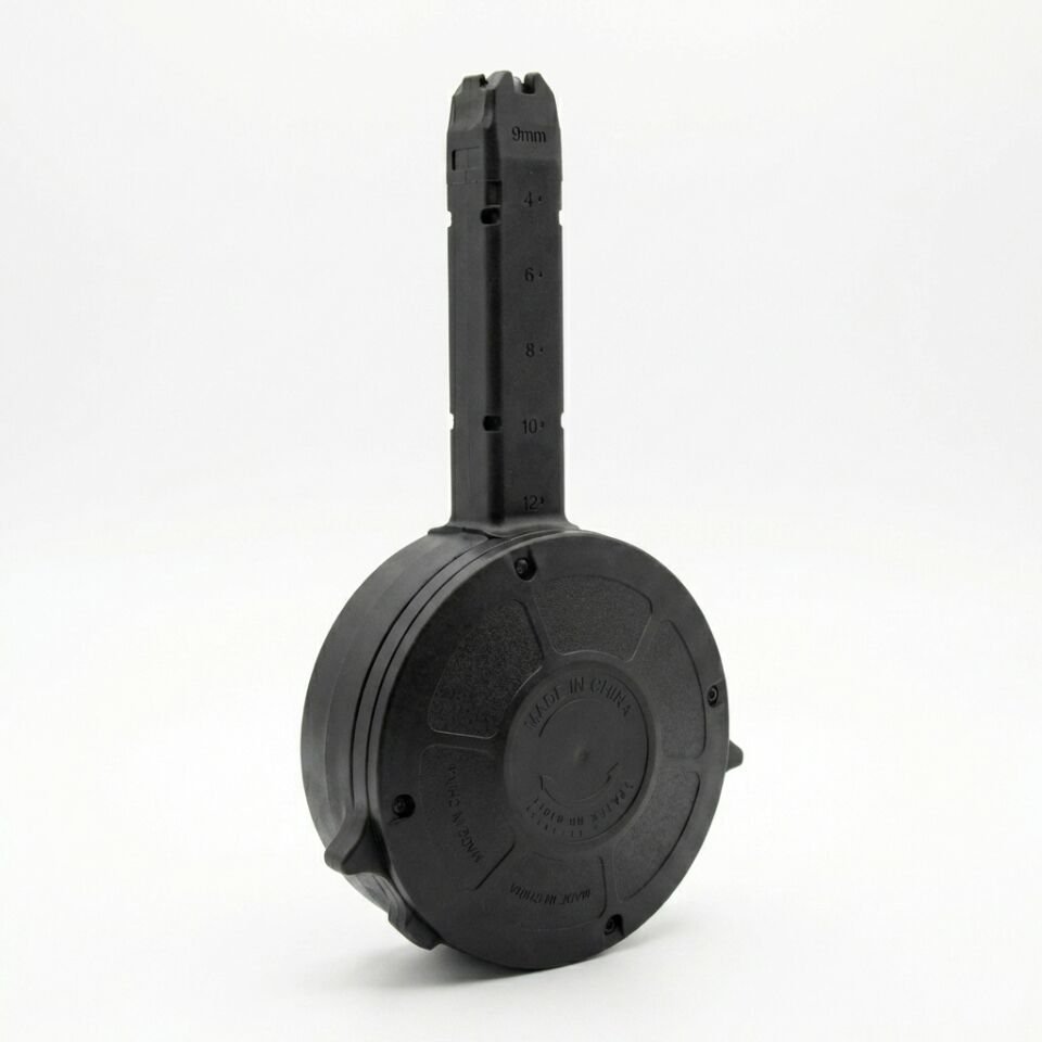 Glock Uyumlu 9mm 50+1 Kapasiteli Tamburalı (Davul) Şarjör