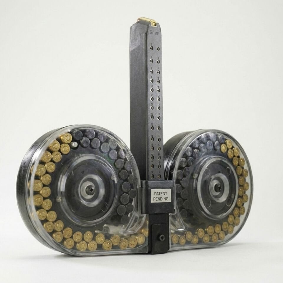 Glock Uyumlu 9mm 100+1 Kapasiteli İkiz Tamburalı (Dual Drum) Taktik Şarjör