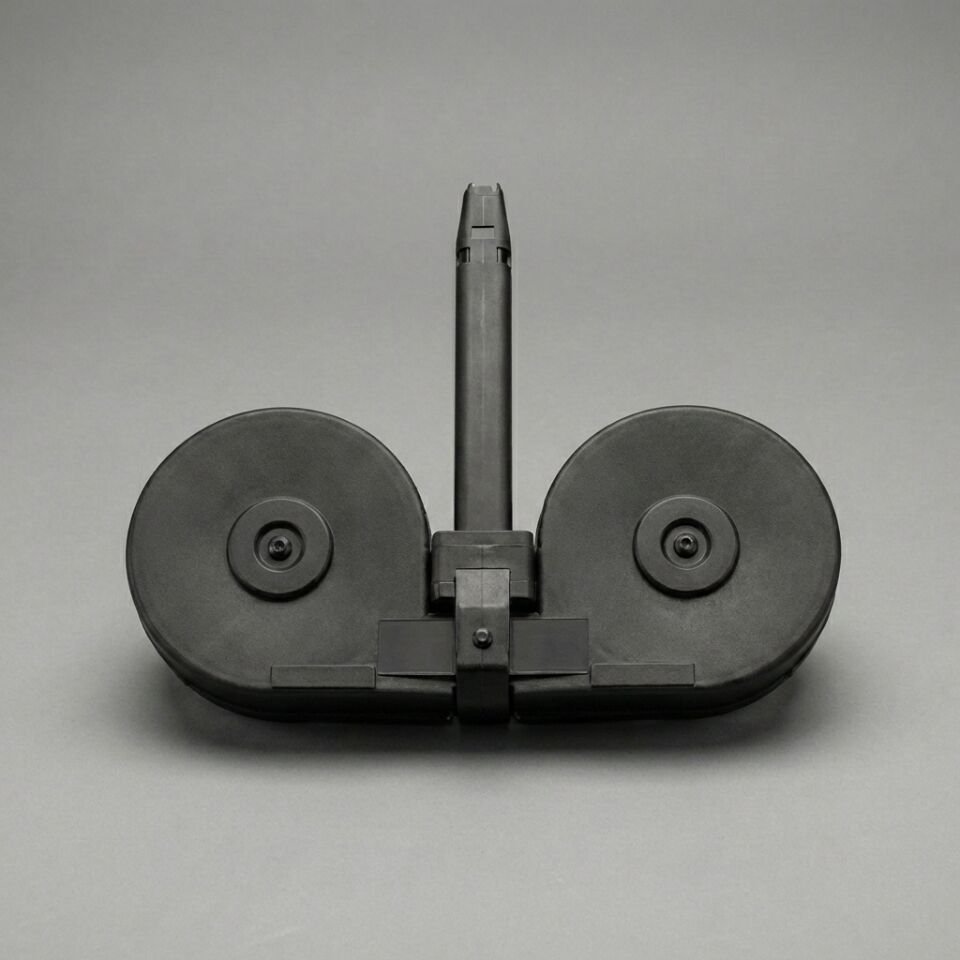 Glock Uyumlu 9mm 100+1 Kapasiteli İkiz Tamburalı (Dual Drum) Taktik Şarjör