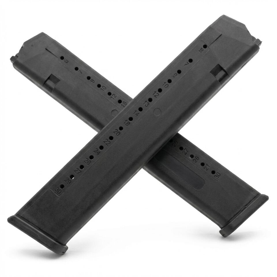 Glock 9mm Uyumlu 33 Kapasiteli (33'lü) Uzun Polimer Şarjör