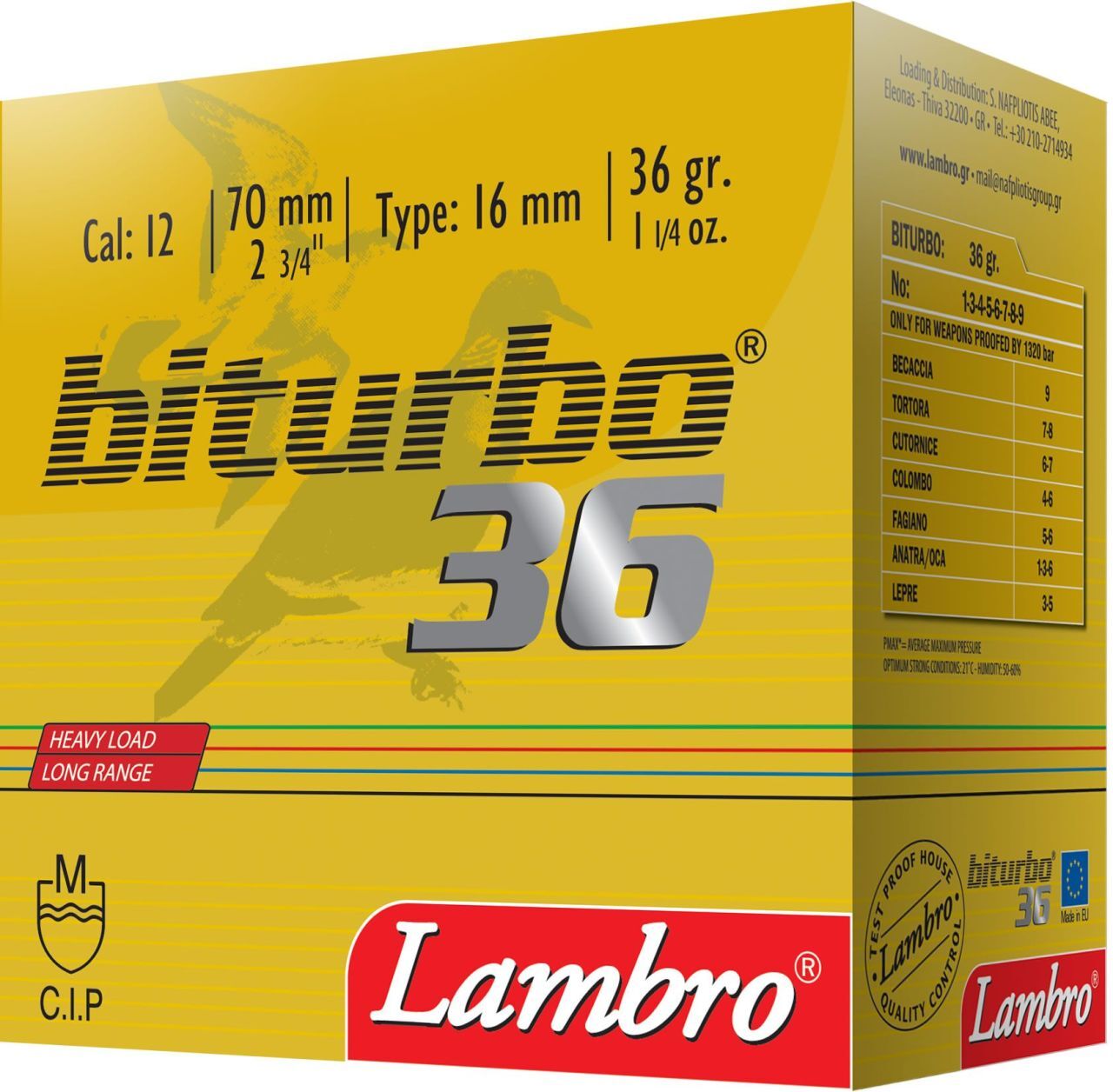 LAMBRO BITURBO 36 GR. AV FİŞEĞİ  12 CAL.