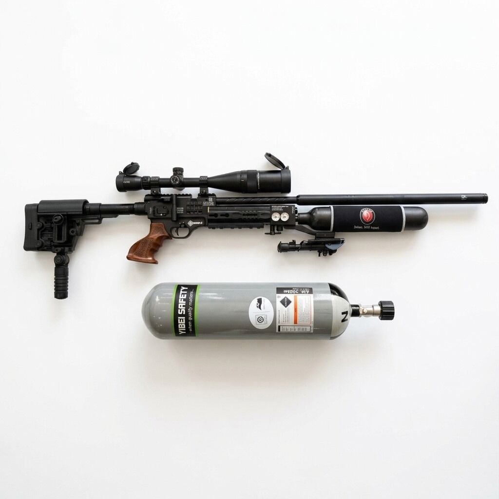 Hatsan Factor Sniper Long Combo Set - tüfek, T-Eagle EOS 6-24x50 dürbün, HDP-6 çatal ayak ve 6 litre scuba tüp