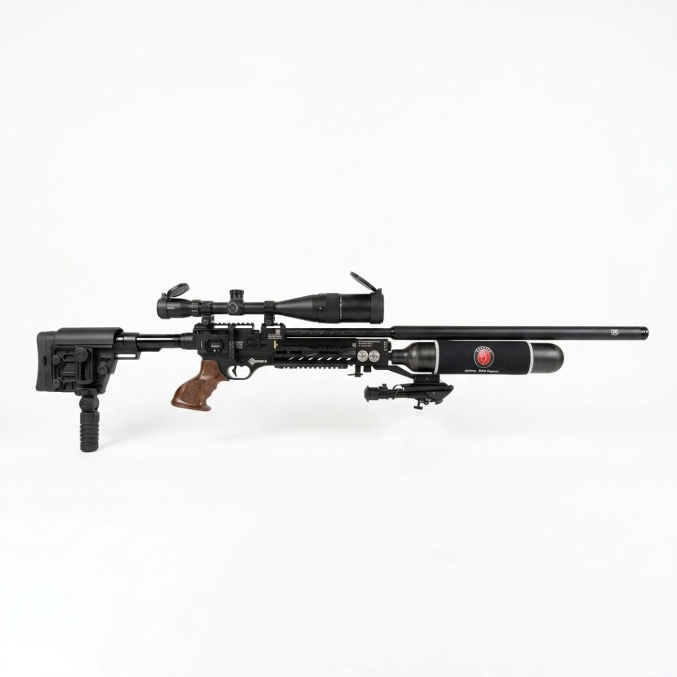 Hatsan Factor Sniper Long combo set - yandan görünüm, ahşap kabza ve ayarlanabilir dipçik