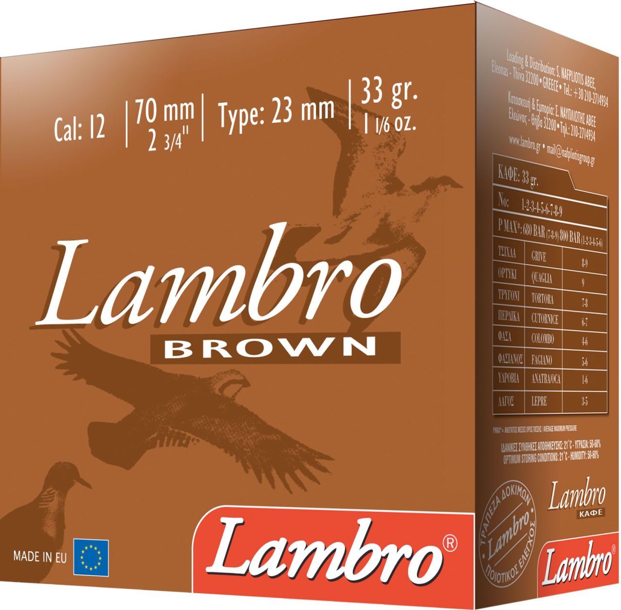 LAMBRO BROWN 33 GR. AV FİŞEĞİ  12 CAL.