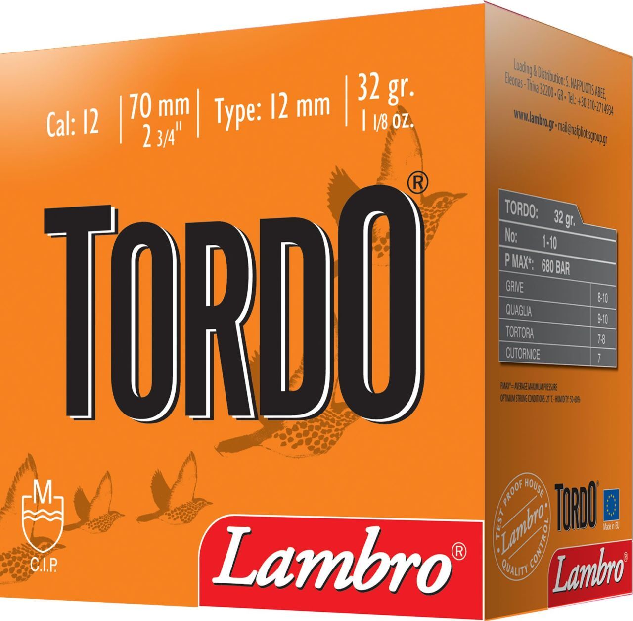 LAMBRO TORDO 32 GR. AV FİŞEĞİ  12 CAL.