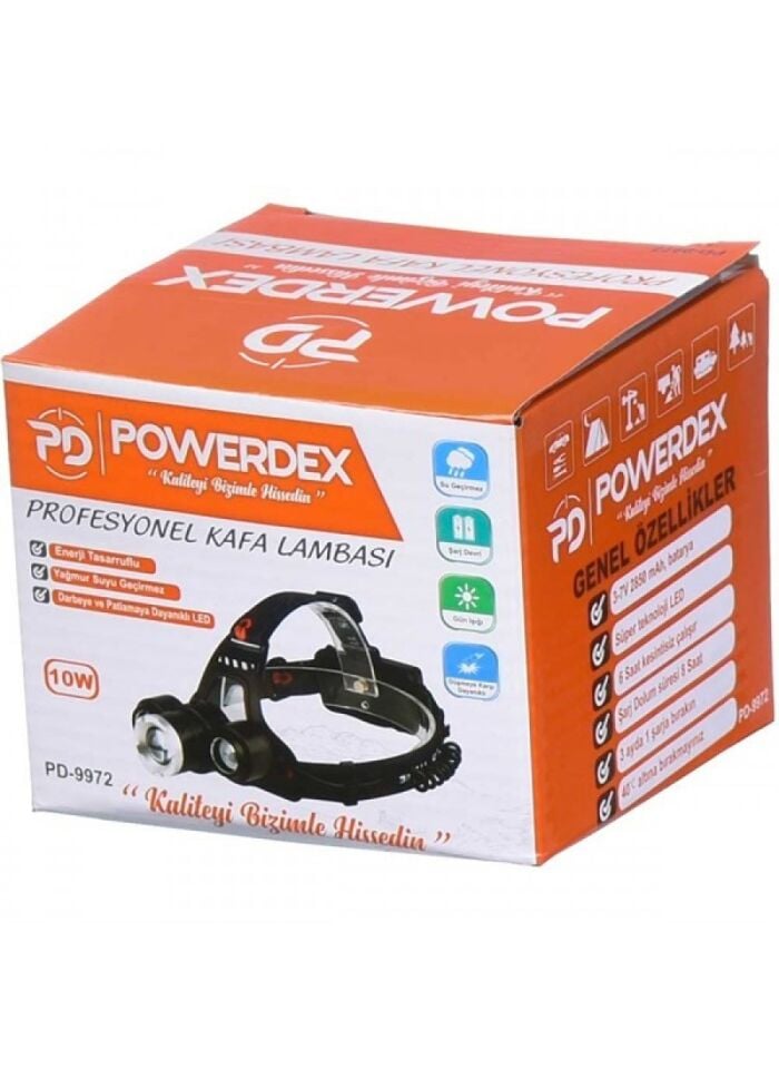 Powerdex PD-9972 Şarj Edilebilir Profesyonel Kafa Feneri