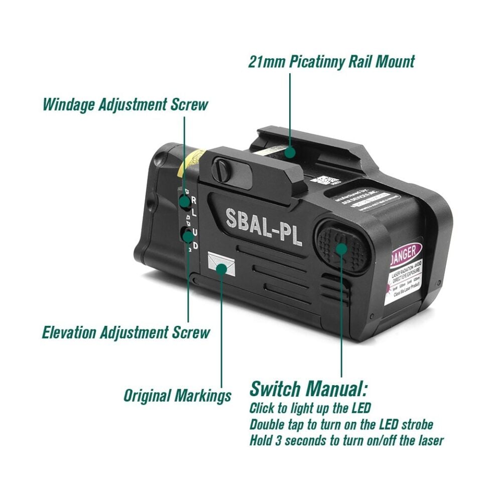 T-Eagle SBAL-PL Yeşil Lazer + LED Fener Taktik Sistem (Siyah)