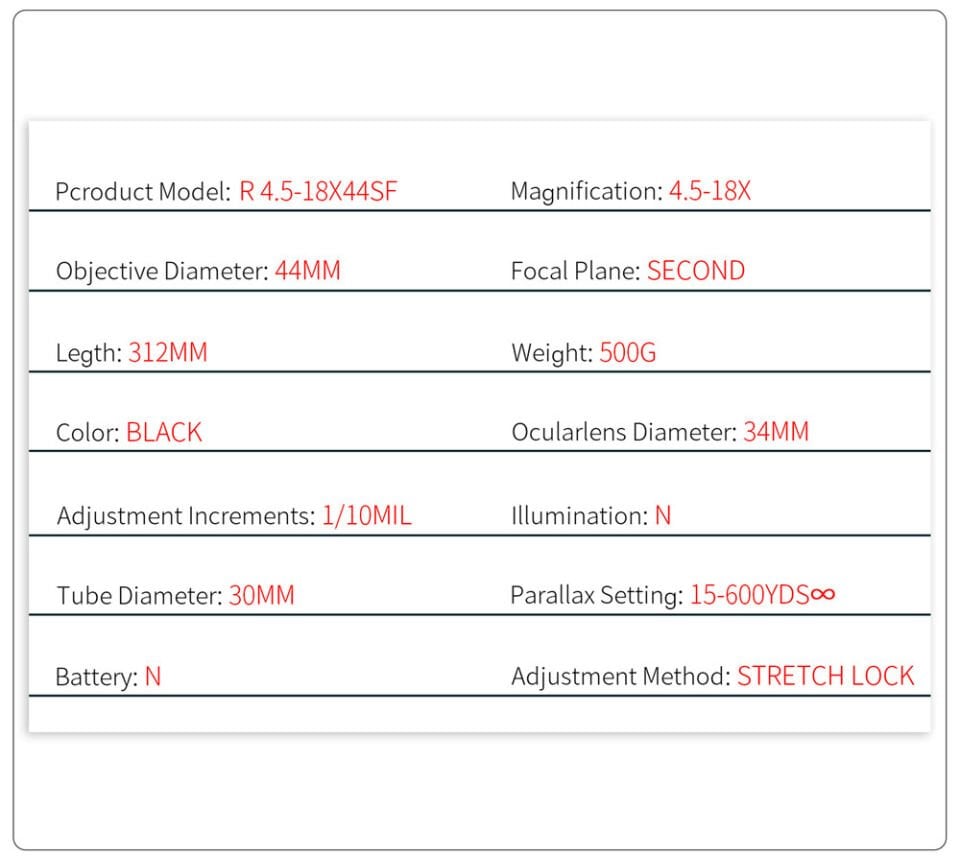 T-Eagle R 4.5-18x44 SF HK Yan Odaklamalı Taktik Tüfek Dürbünü