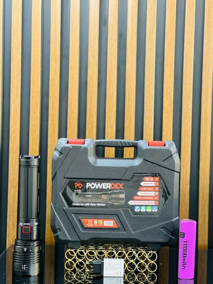 Powerdex PD-12500 Şarj Edilebilir Profesyonel El Feneri 50W 5000 Lümen