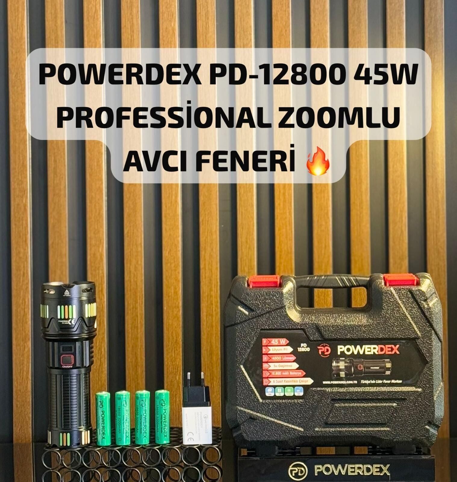 Powerdex PD-12800 Şarj Edilebilir Profesyonel El Feneri 45W 4500 Lümen