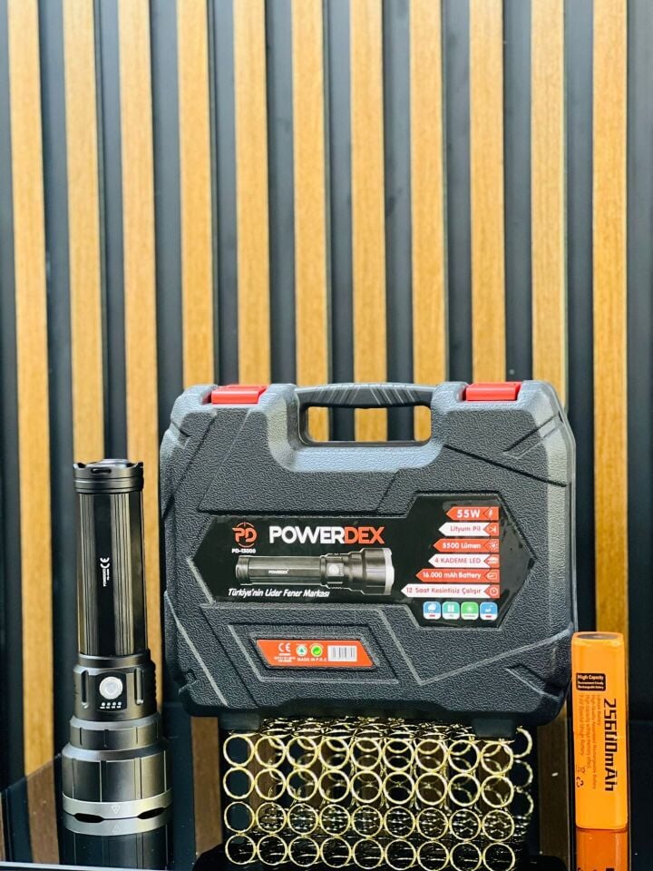 Powerdex PD-13000 Şarj Edilebilir Profesyonel El Feneri 55W 5500 Lümen