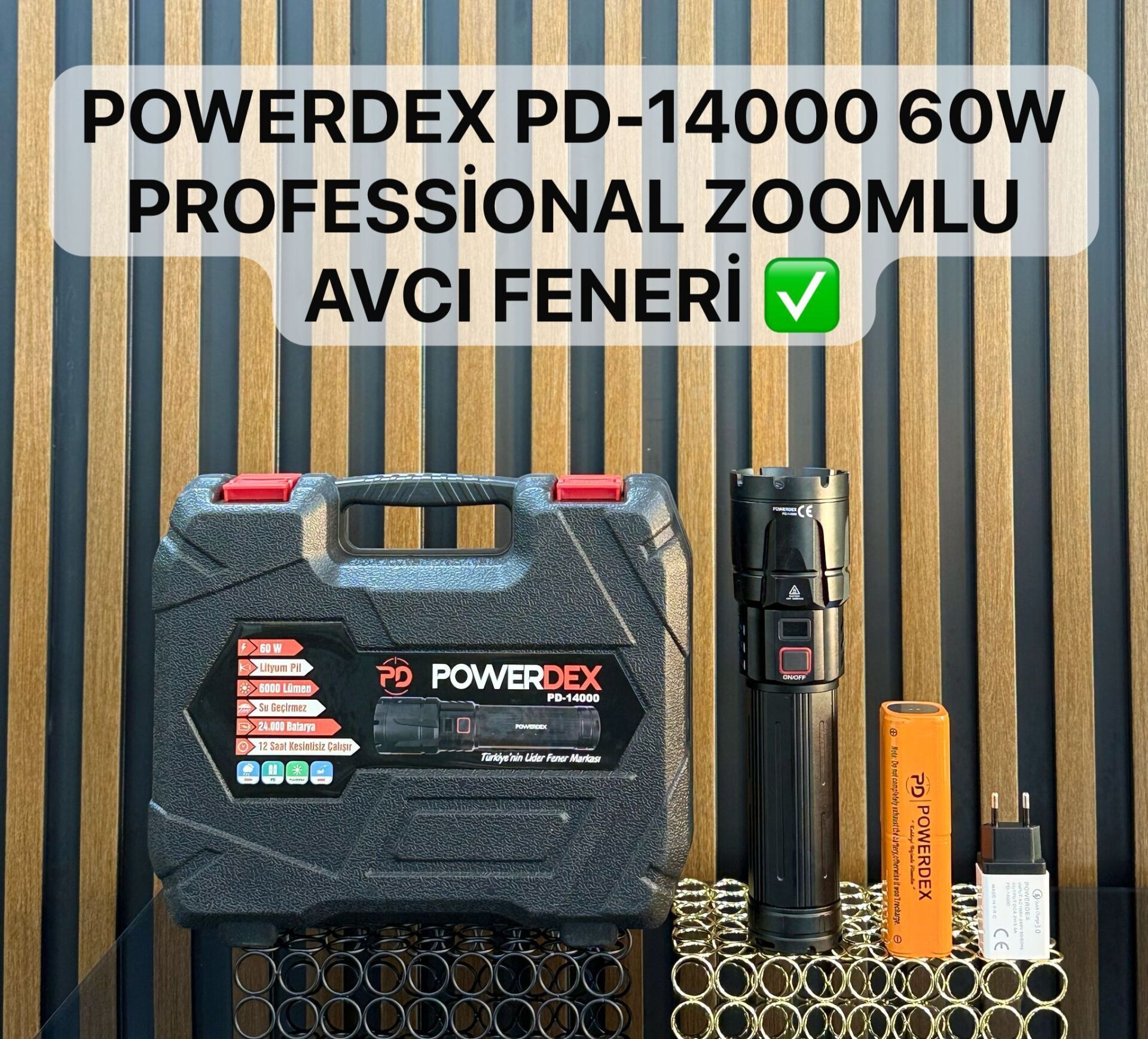 Powerdex PD-14000 Şarj Edilebilir Profesyonel El Feneri 60W 6000 Lümen