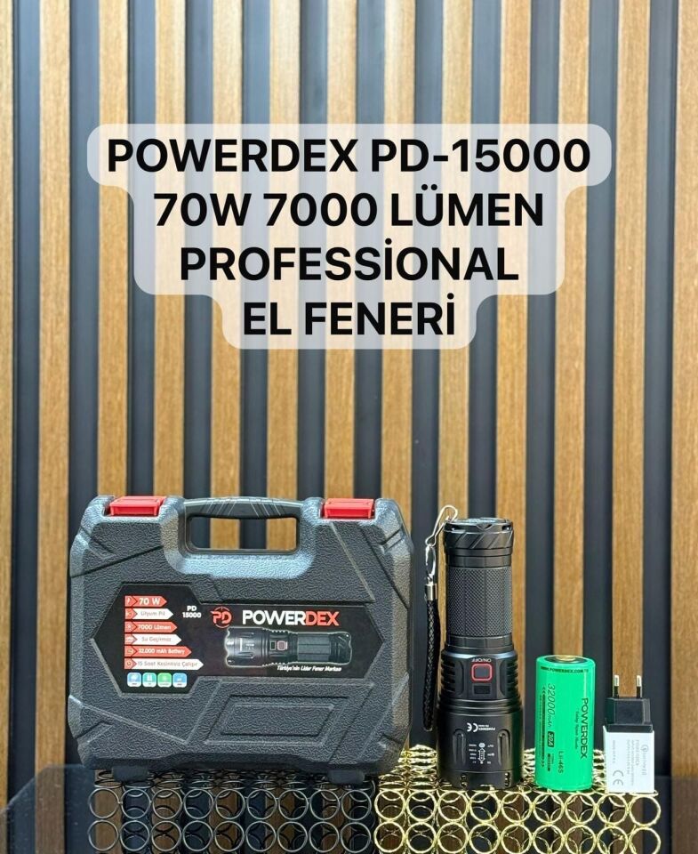 Powerdex PD-15000 Şarj Edilebilir Profesyonel El Feneri 70W 7000 Lümen