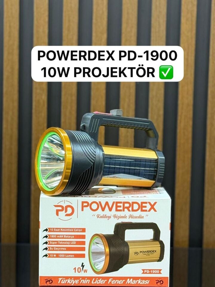 Powerdex PD-1900 Şarj Edilebilir Profesyonel El Feneri 10W 1000 Lümen