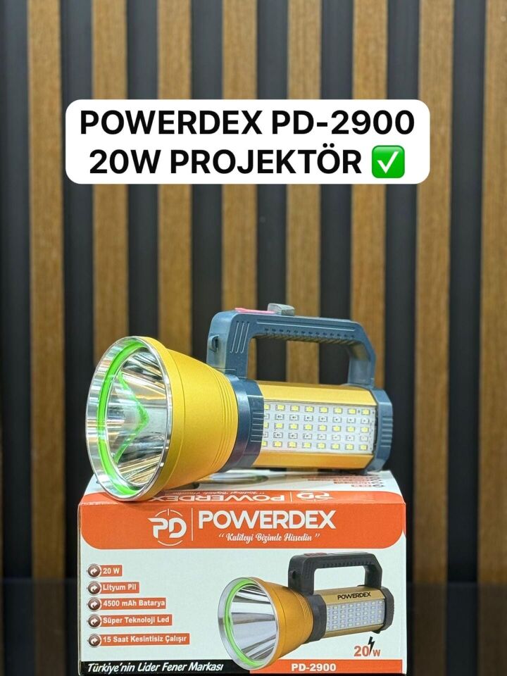 Powerdex PD-2900 Şarj Edilebilir Profesyonel El Feneri 20W 2000 Lümen
