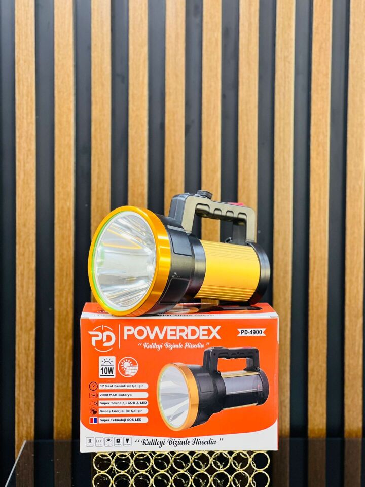 Powerdex PD-4900 Solar Şarjlı El Feneri 10W Powerbank Özellikli