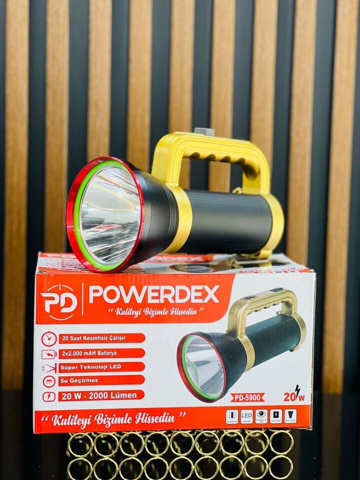 Powerdex PD-5900 Profesyonel Şarjlı El Feneri 20W 2000 Lümen