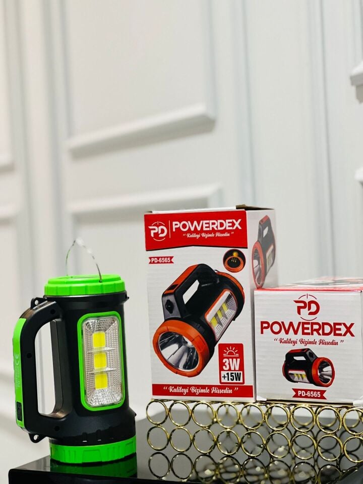 Powerdex PD-6565 Solar Şarjlı Projektör El Feneri 15W Yan Panelli