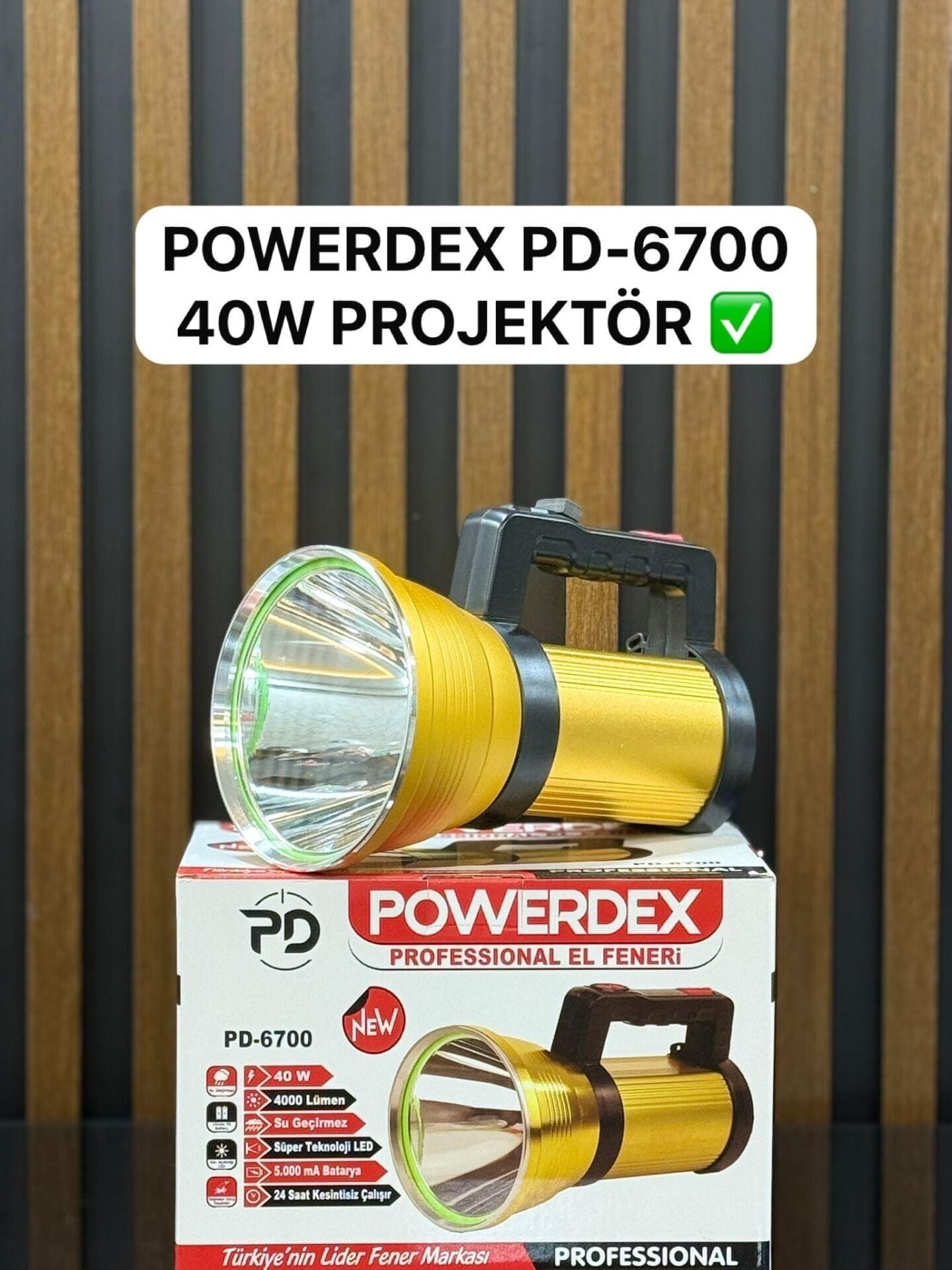 Powerdex PD-6700 Şarj Edilebilir Profesyonel El Feneri Projektör 40W 4000 Lümen