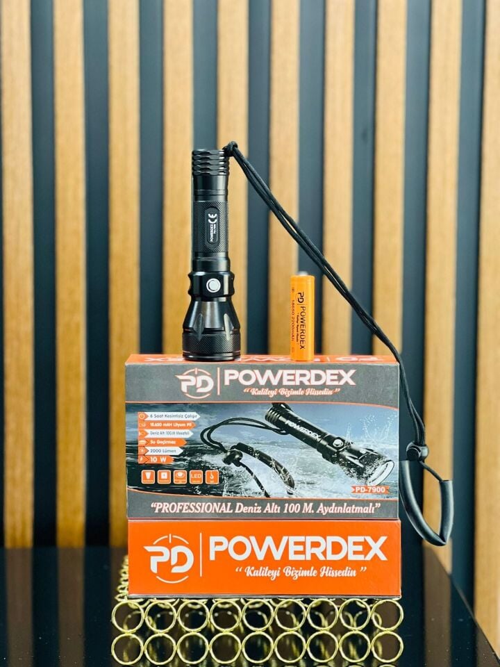 Powerdex PD-7900 Profesyonel Şarjlı Dalış Feneri 10W 2000 Lümen