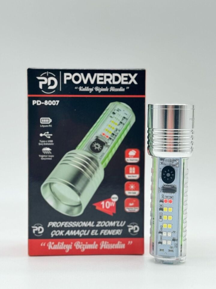Powerdex PD-8007 Şarj Edilebilir Profesyonel El Feneri