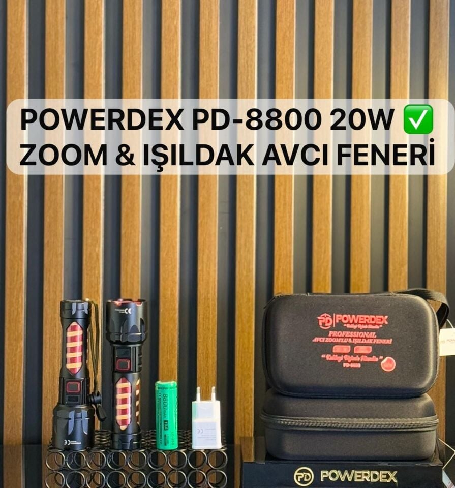 Powerdex PD-8800 Profesyonel Şarjlı El Feneri 20W 2000 Lümen Zoomlu