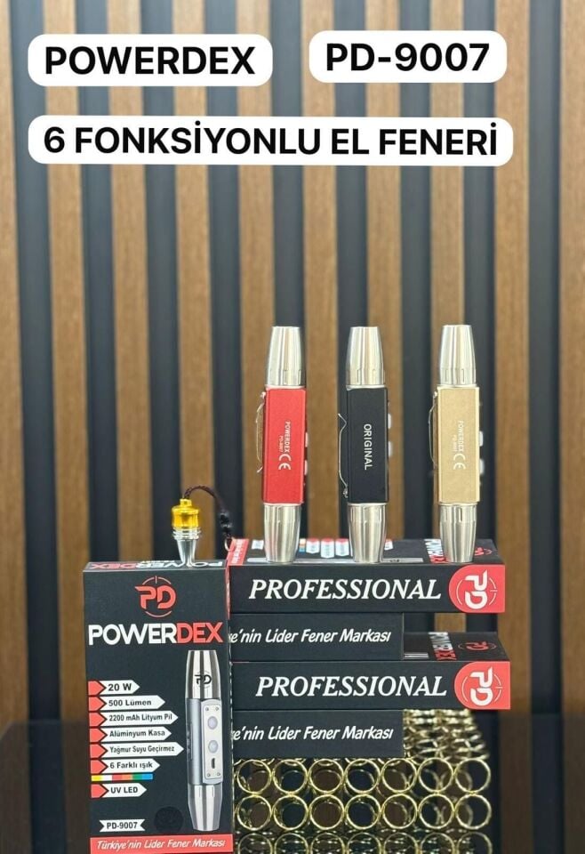 Powerdex PD-9007 Şarjlı UV Ultraviyole ve 6 Renk LED El Feneri 20W