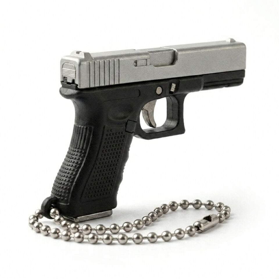 Mini Glock Anahtarlık Metal Gövde 5.5cm Hareketli Gerçekçi Tasarım