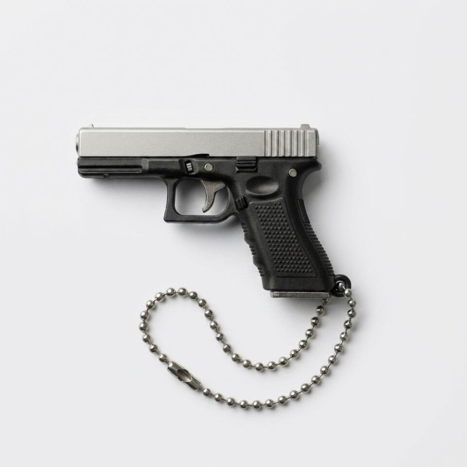 Mini Glock Anahtarlık Metal Gövde 5.5cm Hareketli Gerçekçi Tasarım