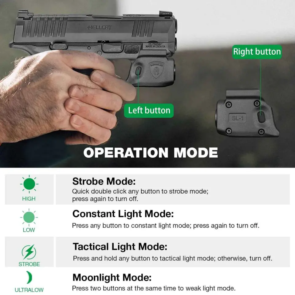 Hellcat Kydex Taktik Fener Kılıf Seti 150 Lümen Springfield Micro Compact