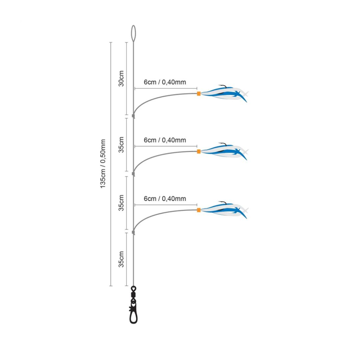 SPRO 47 Salt Rig Feather Blue White #1/0 3H