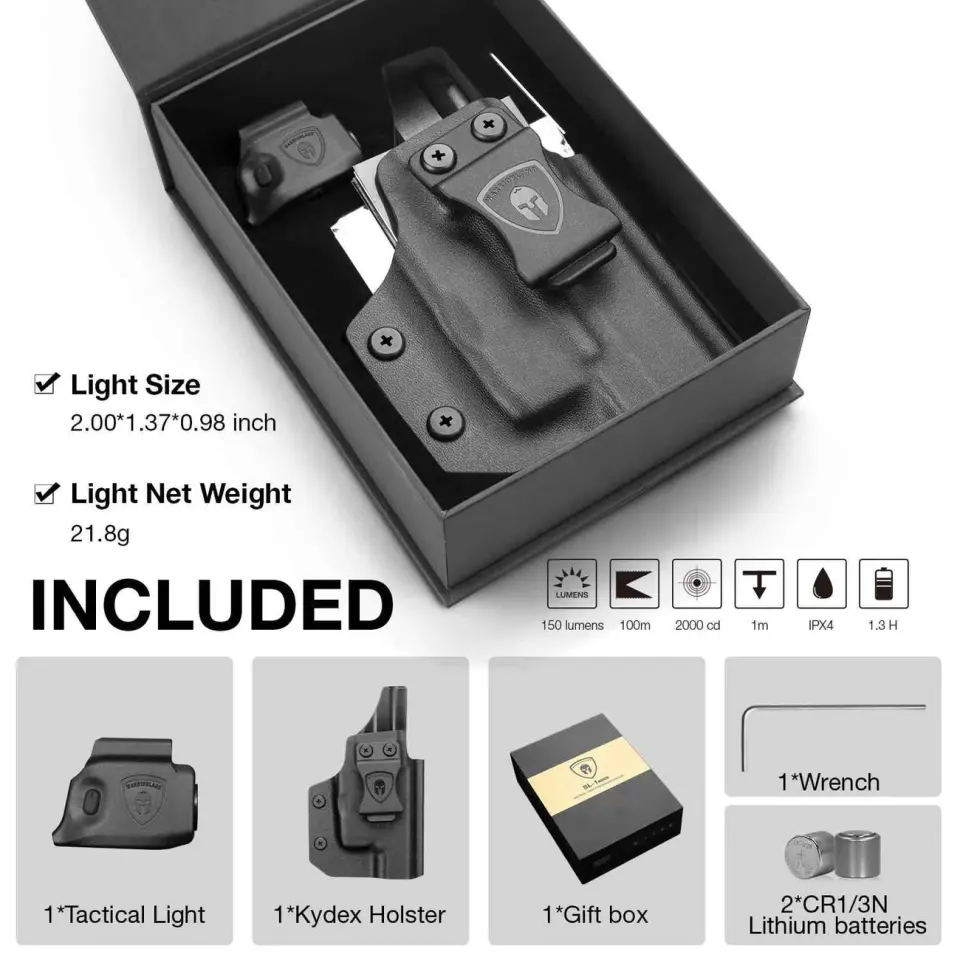 Hellcat Kydex Taktik Fener Kılıf Seti 150 Lümen Springfield Micro Compact