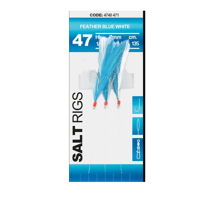 SPRO 47 Salt Rig Feather Blue White #1/0 3H