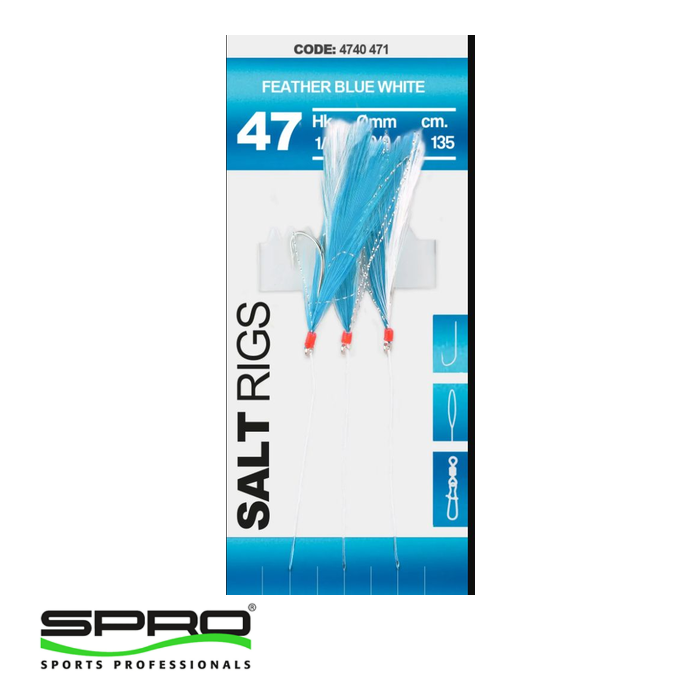 SPRO 47 Salt Rig Feather Blue White #1/0 3H