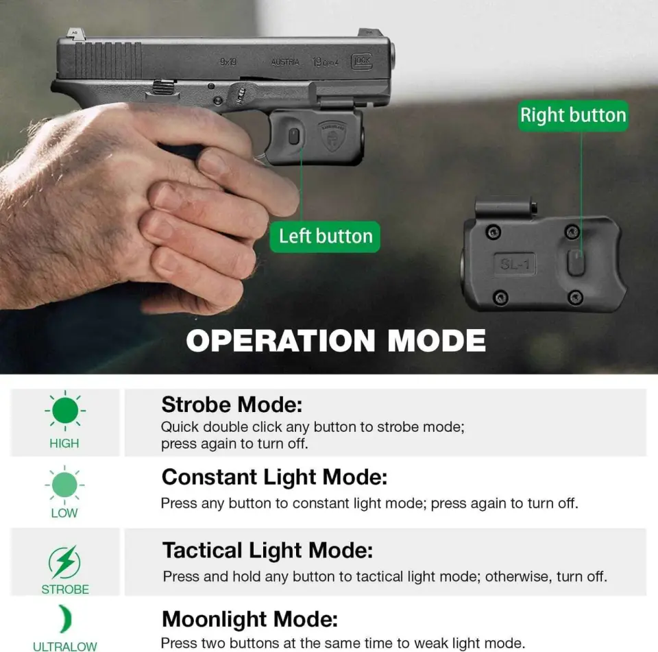 Glock Taktik Silah Feneri 150 Lümen G17 G19 G21 G22 Gen3-4-5 SL-1