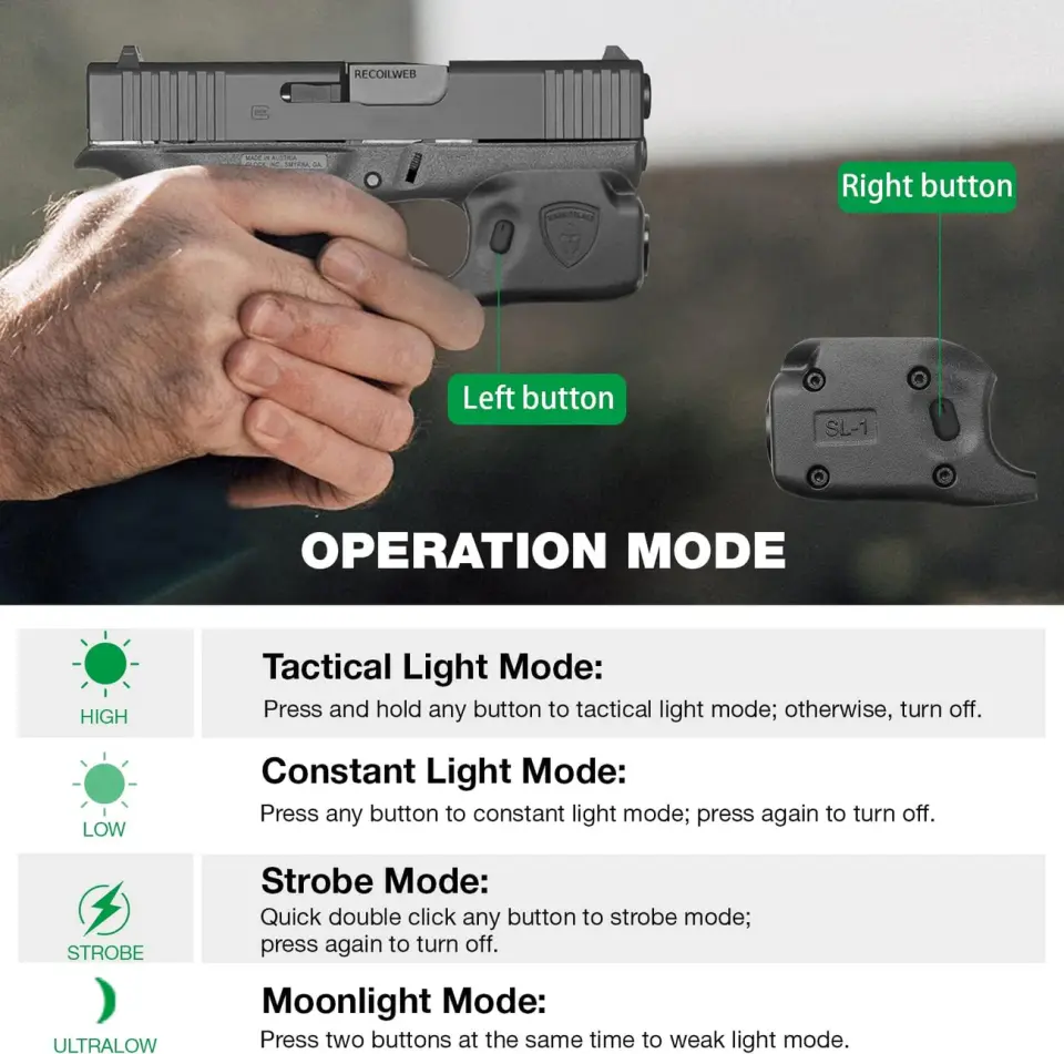 Glock 42 43 Mini Taktik Fener 150 Lümen G43X G48 SL-1 LED